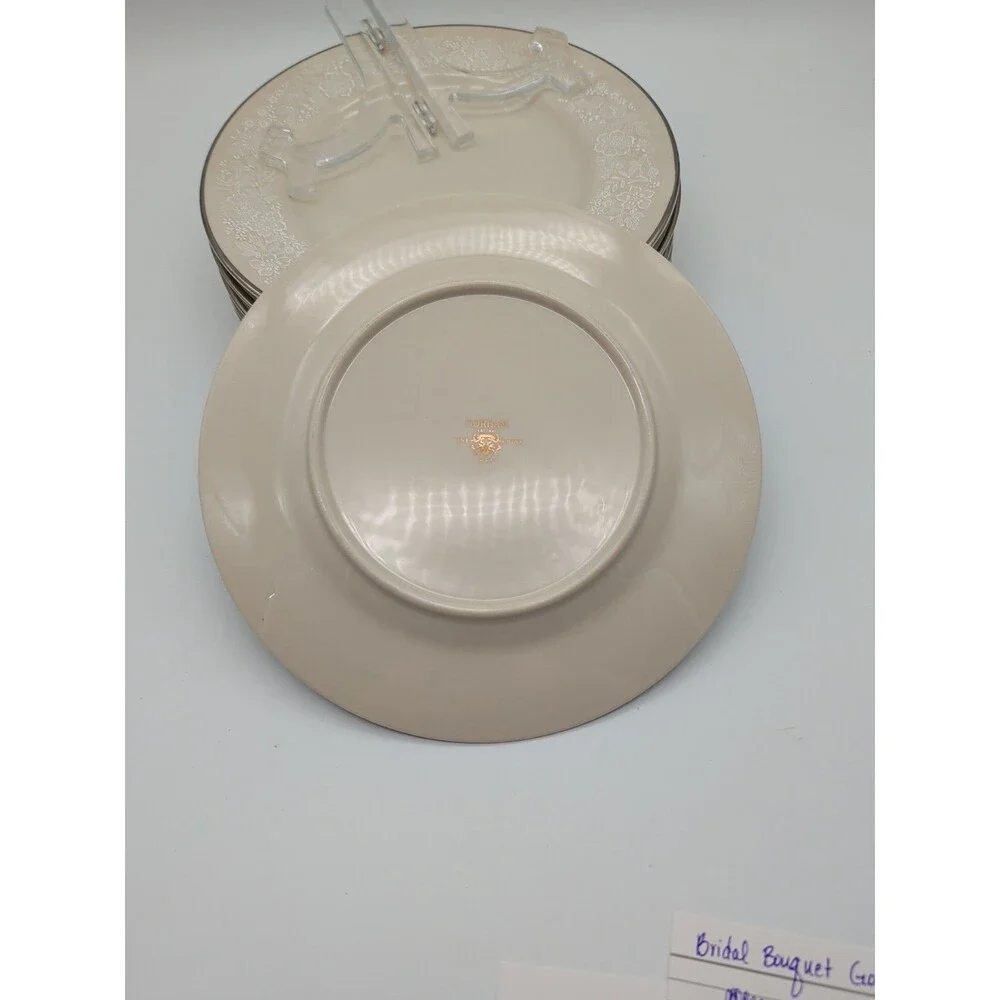 Gorham Bridal Bouquet Salad Plates Set Of 7 Ivory White Silver USA